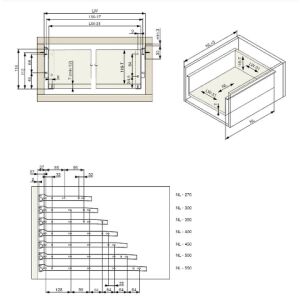 Kolečkový výsuv s bočnicí, 118/350 mm, bílá