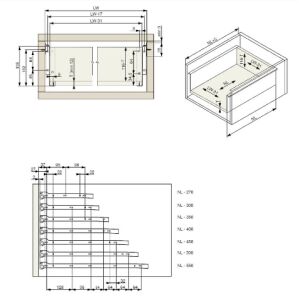 Kolečkový výsuv s bočnicí, 118/450 mm, bílá