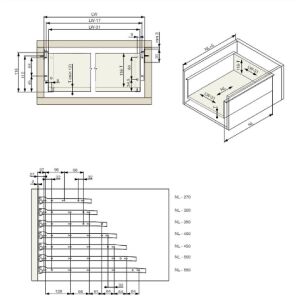 Kolečkový výsuv s bočnicí, 118/500 mm, bílá