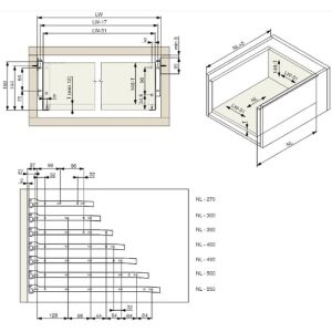 Kolečkový výsuv s bočnicí, 150/300 mm, bílá