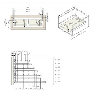 Kolečkový výsuv s bočnicí, 54/450 mm, bílá
