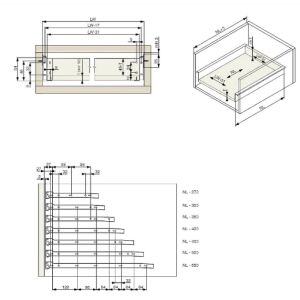 Kolečkový výsuv s bočnicí, 54/500 mm, bílá