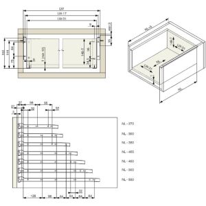 Kolečkový výsuv s bočnicí, 150/270 mm, šedá