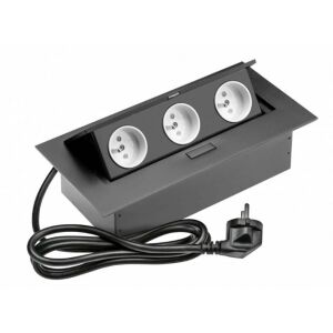 Zásuvka - vestavná stolní 3X zásuvka, přívodní kabel, černá