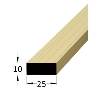 Hranolek dřevěný ostrohranný 10 x 25 x 2000 mm, borovice / smrk