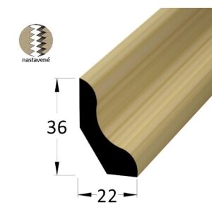 Lišta dřevěná podlahová nastavovaná, krycí schopnost 22 x 36 x 2400mm, smrk