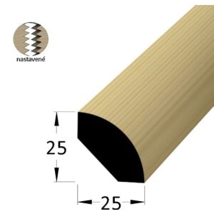 Lišta dřevěná rohová vnitřní 25 x 25 x 2400 mm, nastavovaná, smrk