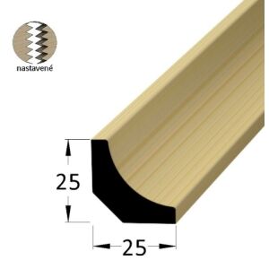 Lišta dřevěná rohová vnitřní 25 x 25 x 2400 mm, nastavovaná, smrk