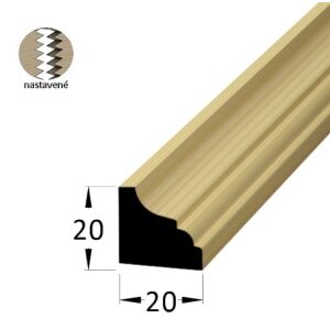 Lišta dřevěná rohová vnitřní 20 x 20 x 2400 mm, nastavovaná, smrk