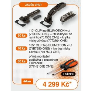 Akční sada BLUM CLIP top BLUMOTION na vrut – černý onyx + dárek
