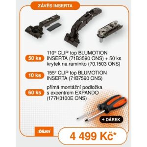 Akční sada BLUM CLIP top BLUMOTION inserta – černý onyx + dárek