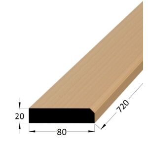 Práh dveřní dřevěný s fazetou, rozměr 20 x 80 x 700 mm, buk