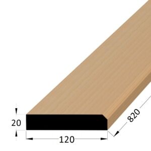 Práh dveřní dřevěný s fazetou, rozměr 20 x 120 x 800 mm, buk