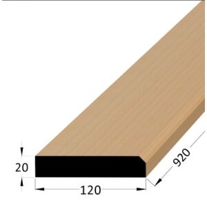 Práh dveřní dřevěný s fazetou, rozměr 20 x 120 x 900 mm, buk