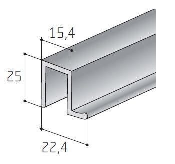 Profil horní S25 2m, pro skladací dveře, stířbrný elox