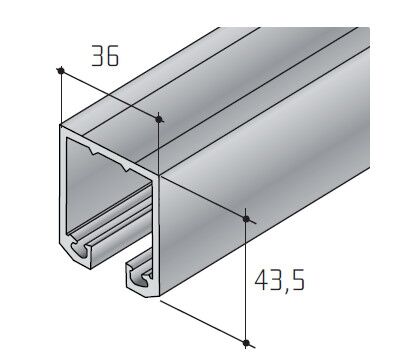 Profil horní vedení S100 3m, stříbrný elox