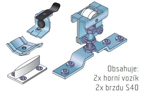 Sada koleček S40, horní vedení