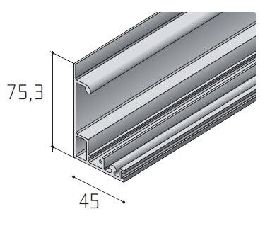 Profil  horní S40SD 3m, pro skladací dveře, stířbrný elox