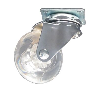 Kolečko nábytkové 50mm, plotnička 50x50 mm, transparentní bílá, 40kg