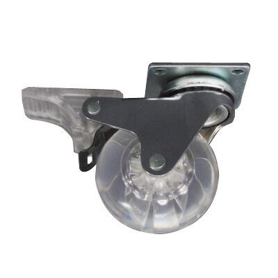 Kolečko nábytkové 50mm, plotnička 50x50 mm, brzda, transparentní bílá, 40kg