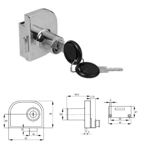 Zámek na 2 skla Siso 917 chrom