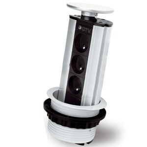 Zásuvka - věž výsuvná 3x220V stříbrná