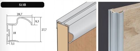 Profil svislý úchytový S13B 2,7m, stříbrný elox