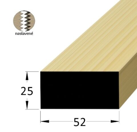 Hranol - dřevěná podkladová lať, materiál borovice / smrk, rozměr 25x52x2400 mm, nastavovaná