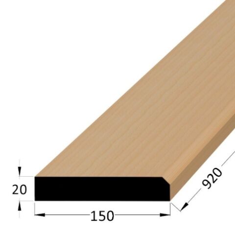 Práh dveřní dřevěný s fazetou, rozměr 20 x 150 x 900 mm, buk