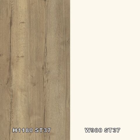 Zádový panel (zástěna) Egger H1180 ST37 Dub Halifax přírodní / W908 ST37 Základní bílá