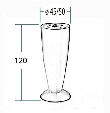 Noha nábytková H120mm, D45/50mm, zlatá