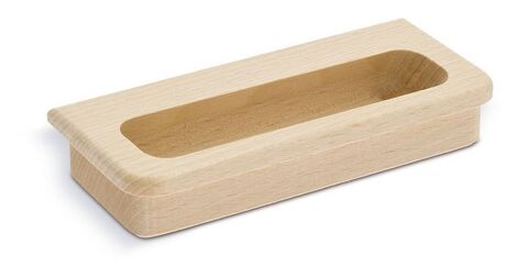 Úchytka - zápustná - dřevěná, buk, rozměr: D:105, Š:47, H:13