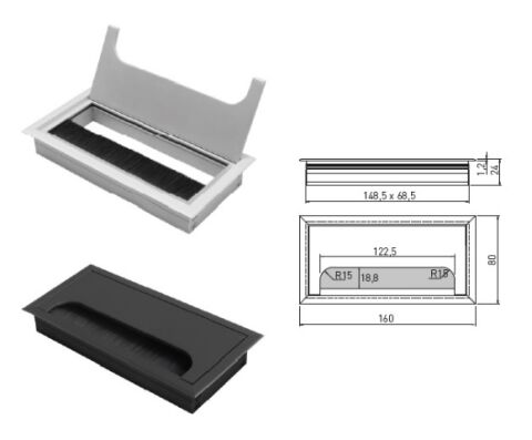 Průchodka kabelová obdélníková 80x160mm černá