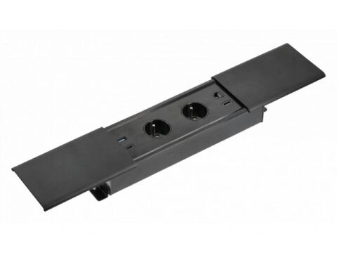 Zásuvka - vestavná Prestino černá, 2X 220V+USB A+USB C