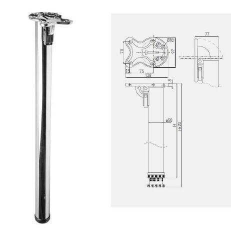 Stolová noha sklopná D60/H710, chrom