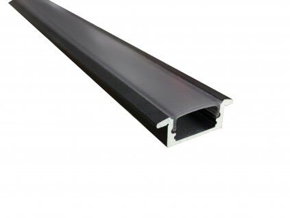 LED profil IN65 - k zafrézování, 2m, černý + černý difuzor, šířka led. 12 mm