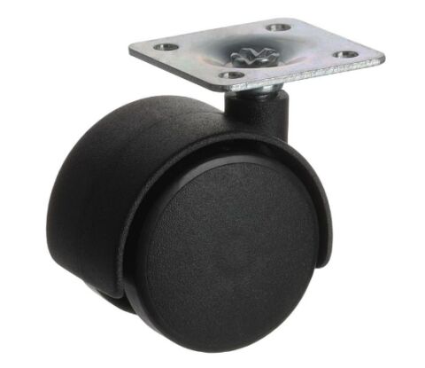 Nábytkové kolečko 40mm, plotnička 38x38x1,5 mm, černá, 20kg