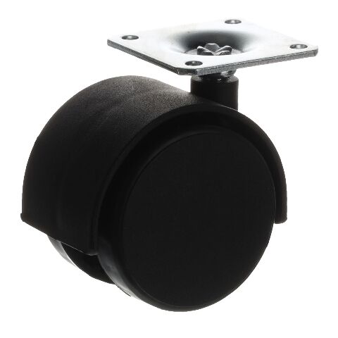 Kolečko nábytkové 50mm, plotnička 42x42x2 mm, černá, 40kg