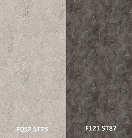 Zádový panel (zástěna) Egger F052 ST75 Travertin Calais / F121 ST87 Metal Rock antracitový, 4100x6400x9,2