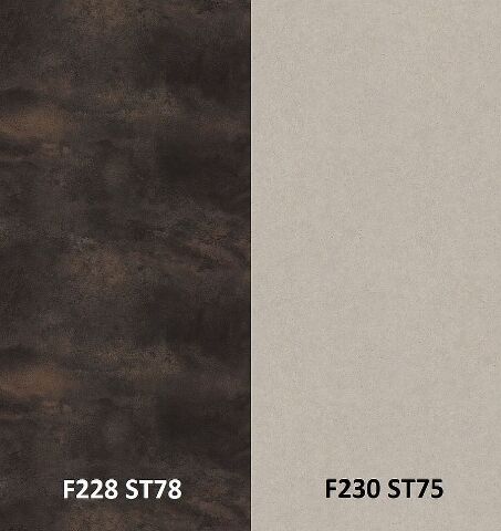 Zádový panel (zástěna) Egger F228 ST78 Titanit antracitový/ F230 ST75 Pietra Fanano světle šedá, 4100x6400x9,2