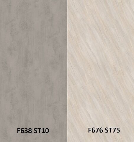Zádový panel (zástěna) Egger F638 ST10 Chromix stříbrný/ F676 ST75 Calvia kámen pískově šedý, 4100x640x9,2