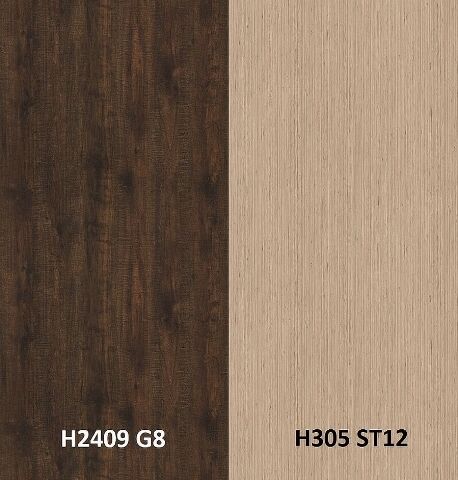 Zádový panel (zástěna) Egger H2409 STG8 Dub Cardiff hnědý/ H305 ST12 Dub Tonsberg přírodní, 4100x640x9,2