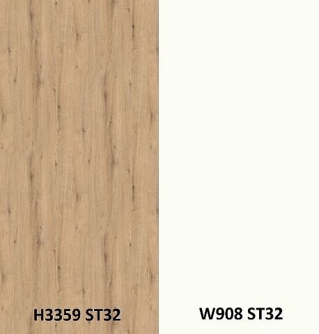 Zádový panel (zástěna) Egger H3359 ST32 Dub Davenport přírodní světlý / W908 ST32 Základní bílá, 4100x640x9,2