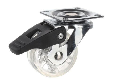 Kolečko nábytkové  50mm, plotnička 50x50 mm, brzda, transparentní bílá, 40kg