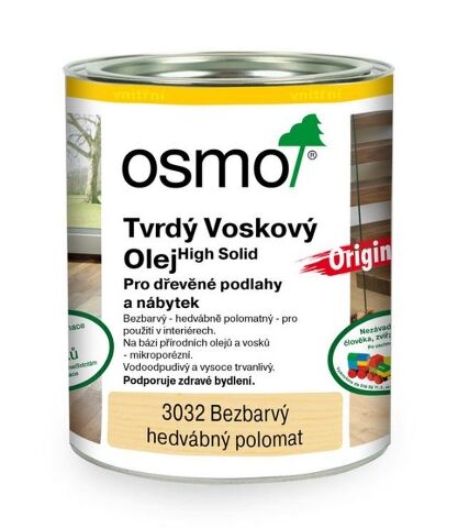 OSMO 3032 tvrdý voskový olej - bezbarvý, hedvábný polomat, 0,75l