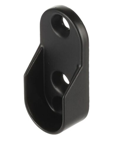Držák (podpěra) oválné šatní tyče, 30x15 mm, černá