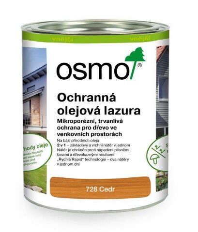 OSMO 728 Ochranná olejová lazura - cedr (728), 2,5l
