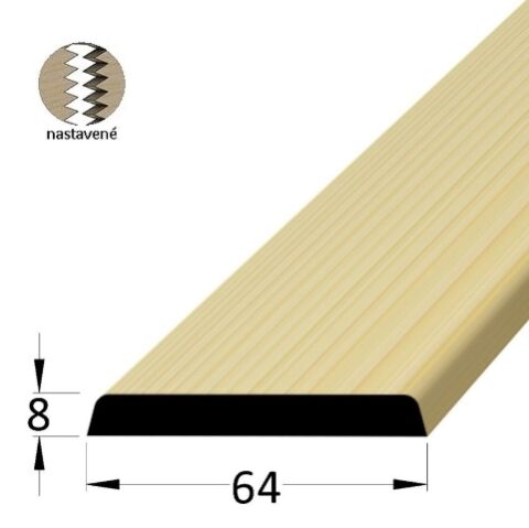 Lišta dřevěná krycí nastavovaná 8 x 64 x 2400mm, smrk