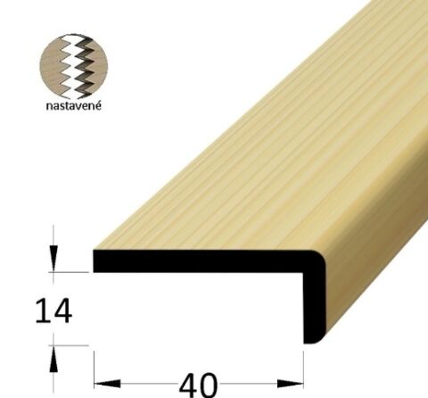 Lišta dřevěná tvaru L nastavovaná, krycí schopnost 14 x 40 x 2400 mm, smrk
