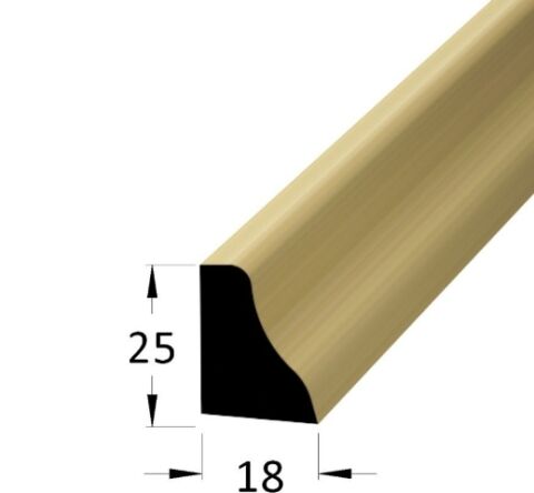 Lišta dřevěná podlahová, krycí schopnost 18 x 25 x 2400mm, borovice / smrk